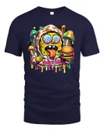 Skater Giraffe T-Shirt - Funny Cool Animal Style Tee - navy t-shirt on white background