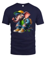 Rainbow Fox T-Shirt - Cute Colorful Animal Art Tee - navy t-shirt on white background