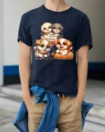 Grumpy Cat T-Shirt - Funny Angry Kitty Attitude Tee - model wearing navy tee with hands in pockets