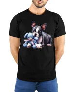 Cute Puppy T-Shirt - Adorable Dog Lover Gift Tee - model wearing black tee with hands behind back