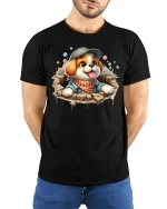 Funky Hedgehog T-Shirt - Cute Funny Animal Style Tee - model wearing black tee with hands behind back