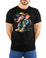 Rainbow Fox T-Shirt - Cute Colorful Animal Art Tee - model wearing black tee with hands behind back