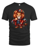 Gentle Lion With Suit Funny Dressed Animal T-Shirt - black t-shirt on white background
