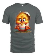 Cute Baby Chick Cracked Egg Funny Easter T-Shirt - gray t-shirt on white background