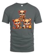 Cute Autumn Bear Family Campfire Cozy Fall T-Shirt - gray t-shirt on white background
