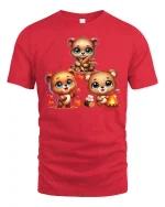 Cute Autumn Bear Family Campfire Cozy Fall T-Shirt - red t-shirt on white background