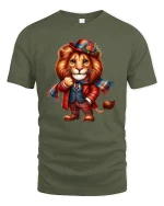 Gentle Lion With Suit Funny Dressed Animal T-Shirt - military green t-shirt on white background