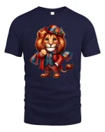 Gentle Lion With Suit Funny Dressed Animal T-Shirt - navy t-shirt on white background