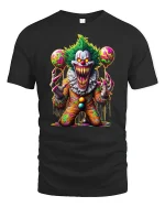 Scary Psycho Clown Horror Party Graphic T-Shirt - black t-shirt on white background