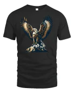Majestic Eagle Mountain Freedom Spirit Graphic Tee - black t-shirt on white background