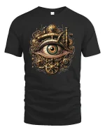 Steampunk Eye Gear Vision Graphic T-Shirt - black t-shirt on white background