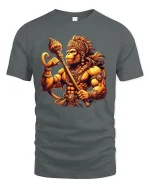 Warrior Hanuman Power Graphic T-Shirt for Men - gray t-shirt on white background
