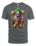 Scary Psycho Clown Horror Party Graphic T-Shirt - gray t-shirt on white background