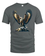 Majestic Eagle Mountain Freedom Spirit Graphic Tee - gray t-shirt on white background