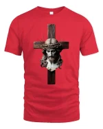Jesus Cross Crown of Thorns Faith Graphic T-Shirt - red t-shirt on white background