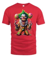 Scary Psycho Clown Horror Party Graphic T-Shirt - red t-shirt on white background