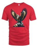 Majestic Eagle Mountain Freedom Spirit Graphic Tee - red t-shirt on white background