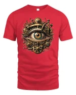 Steampunk Eye Gear Vision Graphic T-Shirt - red t-shirt on white background
