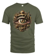 Steampunk Eye Gear Vision Graphic T-Shirt - military green t-shirt on white background