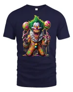 Scary Psycho Clown Horror Party Graphic T-Shirt - navy t-shirt on white background