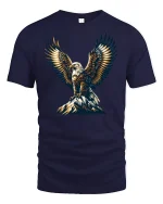 Majestic Eagle Mountain Freedom Spirit Graphic Tee - navy t-shirt on white background