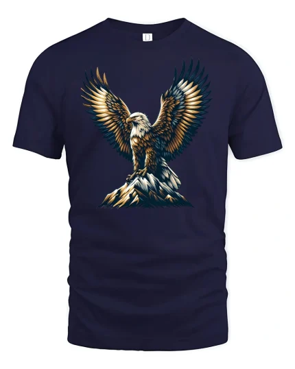 Majestic Eagle Mountain Freedom Spirit Graphic Tee - navy t-shirt on white background