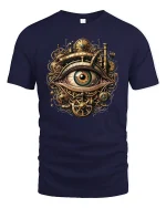Steampunk Eye Gear Vision Graphic T-Shirt - navy t-shirt on white background