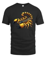 Golden Scorpion Cool Insect Art Graphic T-Shirt - black t-shirt on white background