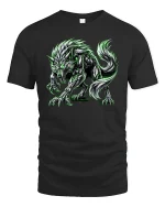 Neon Werewolf Monster Glow Graphic Horror Style Tee - black t-shirt on white background