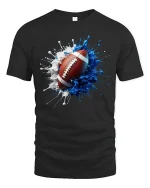 Splash Football Art Cool Sports Fan Game Day T-Shirt - black t-shirt on white background