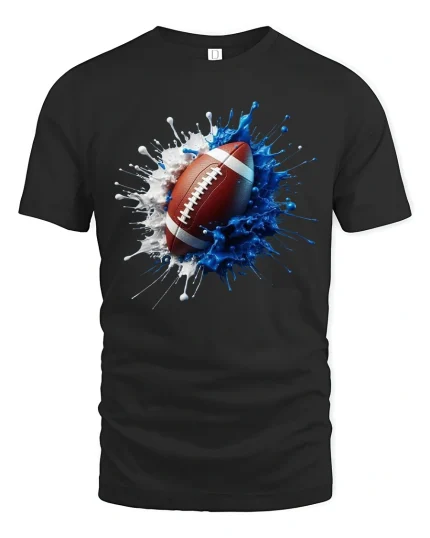 Splash Football Art Cool Sports Fan Game Day T-Shirt - black t-shirt on white background