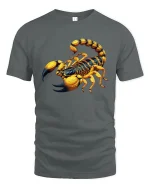Golden Scorpion Cool Insect Art Graphic T-Shirt - gray t-shirt on white background