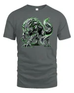 Neon Werewolf Monster Glow Graphic Horror Style Tee - gray t-shirt on white background
