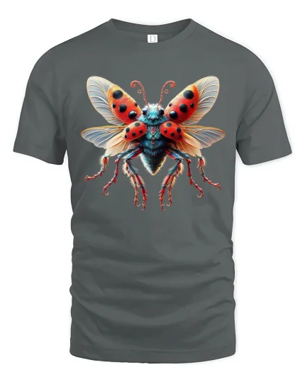 Colorful Ladybug Insect Art Beautiful Nature T-Shirt - gray t-shirt on white background