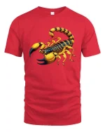 Golden Scorpion Cool Insect Art Graphic T-Shirt - red t-shirt on white background