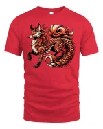 Fire Fox Dragon Hybrid Mythical Spirit Animal T-Shirt - red t-shirt on white background
