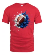Splash Football Art Cool Sports Fan Game Day T-Shirt - red t-shirt on white background