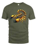 Golden Scorpion Cool Insect Art Graphic T-Shirt - military green t-shirt on white background