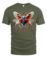 Colorful Ladybug Insect Art Beautiful Nature T-Shirt - military green t-shirt on white background