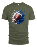 Splash Football Art Cool Sports Fan Game Day T-Shirt - military green t-shirt on white background