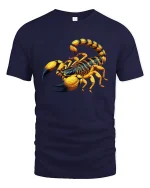 Golden Scorpion Cool Insect Art Graphic T-Shirt - navy t-shirt on white background