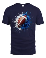 Splash Football Art Cool Sports Fan Game Day T-Shirt - navy t-shirt on white background