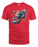 Fancy Mouse in High Heel Artistic Fashion Graphic Tee - red t-shirt on white background