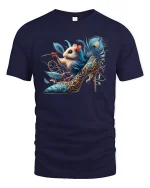 Fancy Mouse in High Heel Artistic Fashion Graphic Tee - navy t-shirt on white background