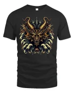 Golden Dragon Fury Mythic Power Graphic T-Shirt - black t-shirt on white background