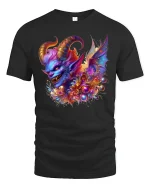 Colorful Demon Chaos Fantasy Energy T-Shirt - black t-shirt on white background
