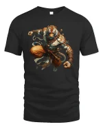 Warrior Tiger Monk Spirit Power Graphic T-Shirt - black t-shirt on white background