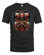 Grim Reaper Dark Wings Skull Master T-Shirt - black t-shirt on white background