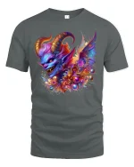 Colorful Demon Chaos Fantasy Energy T-Shirt - gray t-shirt on white background