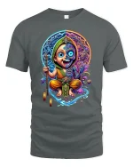 Mystic Monk Dual Spirit Colorful Energy T-Shirt - gray t-shirt on white background